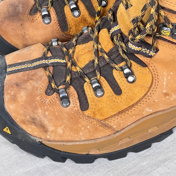 KEEN Mens Waterproof Hiking Boots 12EE Brown Leather Safety Toe READ - Picture 6 of 16